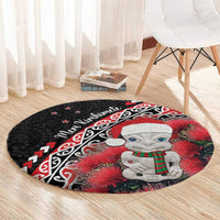 New Zealand Christmas Meri Kirihimete Round Carpet Santa Hei Tiki Pohutukawa LT01 - Polynesian Pride