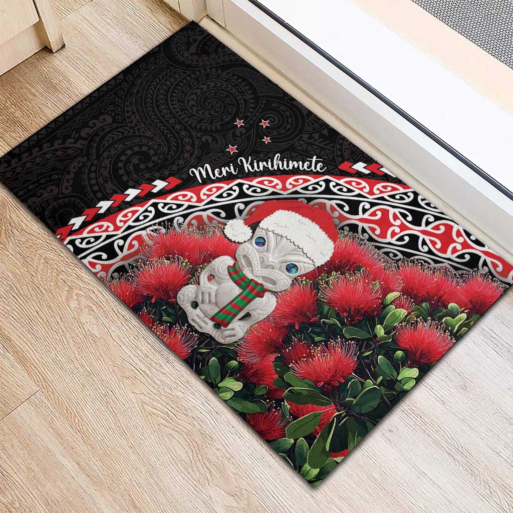 New Zealand Christmas Meri Kirihimete Rubber Doormat Santa Hei Tiki Pohutukawa LT01 - Polynesian Pride