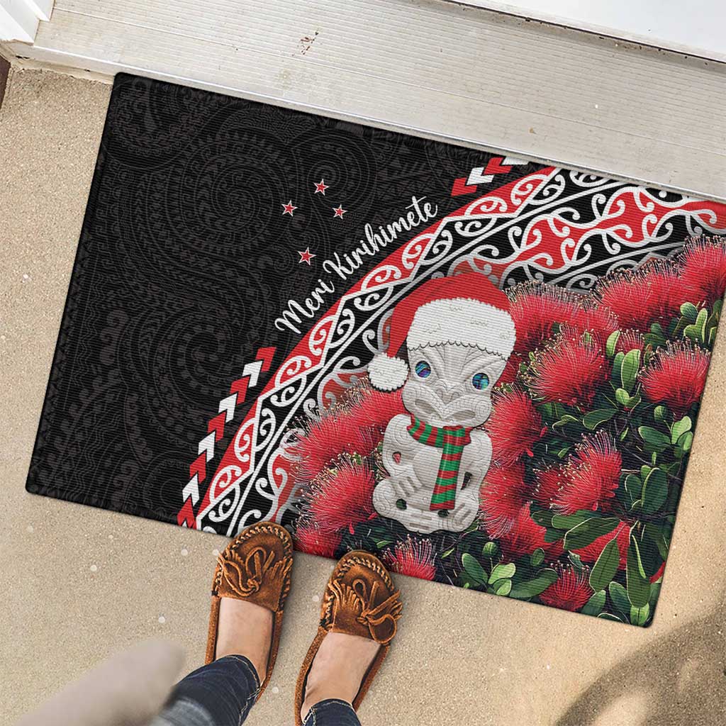New Zealand Christmas Meri Kirihimete Rubber Doormat Santa Hei Tiki Pohutukawa LT01 - Polynesian Pride
