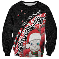 New Zealand Christmas Meri Kirihimete Sweatshirt Santa Hei Tiki Pohutukawa LT01 Unisex Black - Polynesian Pride