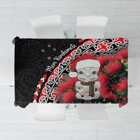 New Zealand Christmas Meri Kirihimete Tablecloth Santa Hei Tiki Pohutukawa LT01 Black - Polynesian Pride
