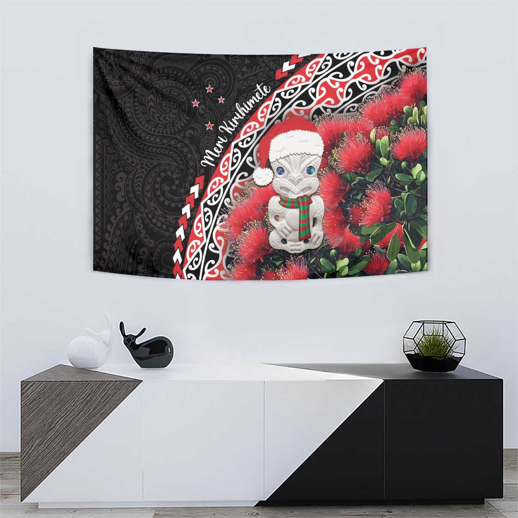 New Zealand Christmas Meri Kirihimete Tapestry Santa Hei Tiki Pohutukawa LT01 - Polynesian Pride