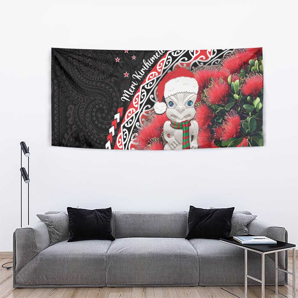 New Zealand Christmas Meri Kirihimete Tapestry Santa Hei Tiki Pohutukawa LT01 - Polynesian Pride