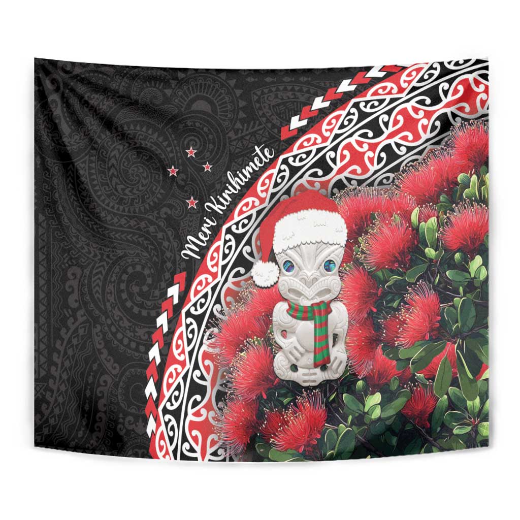 New Zealand Christmas Meri Kirihimete Tapestry Santa Hei Tiki Pohutukawa LT01 - Polynesian Pride