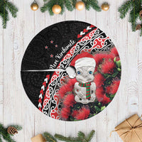 New Zealand Christmas Meri Kirihimete Tree Skirt Santa Hei Tiki Pohutukawa LT01 Casual Black - Polynesian Pride