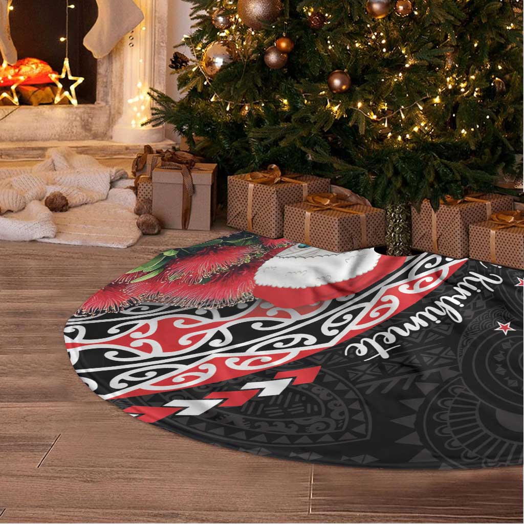New Zealand Christmas Meri Kirihimete Tree Skirt Santa Hei Tiki Pohutukawa LT01 - Polynesian Pride