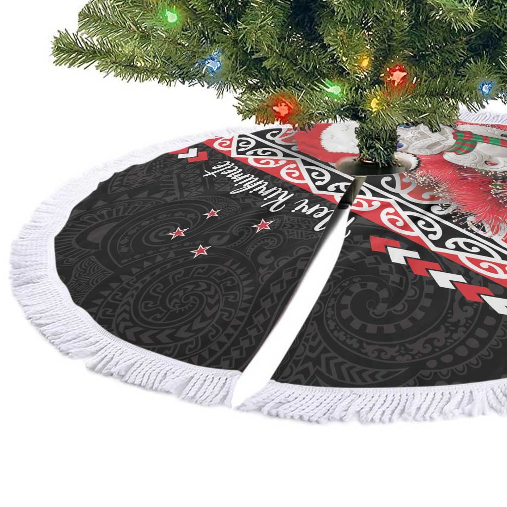 New Zealand Christmas Meri Kirihimete Tree Skirt Santa Hei Tiki Pohutukawa LT01 - Polynesian Pride