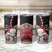 New Zealand Christmas Meri Kirihimete Tumbler Cup Santa Hei Tiki Pohutukawa LT01 - Polynesian Pride
