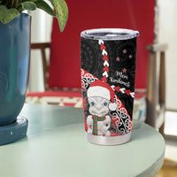 New Zealand Christmas Meri Kirihimete Tumbler Cup Santa Hei Tiki Pohutukawa LT01 - Polynesian Pride