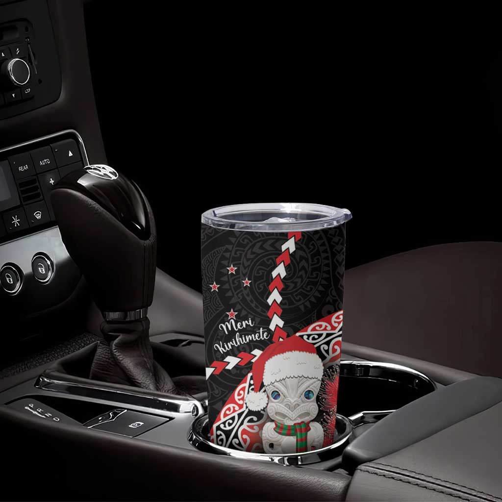 New Zealand Christmas Meri Kirihimete Tumbler Cup Santa Hei Tiki Pohutukawa LT01 - Polynesian Pride