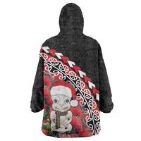 New Zealand Christmas Meri Kirihimete Wearable Blanket Hoodie Santa Hei Tiki Pohutukawa LT01 - Polynesian Pride