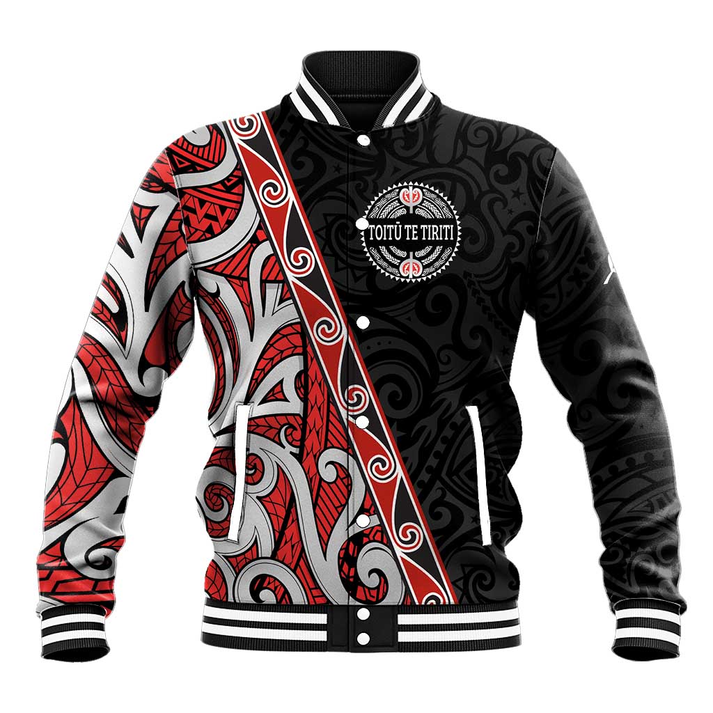 Aotearoa Toitu Te Tiriti Baseball Jacket Honour The Treaty New Zealand LT01 Unisex Black - Polynesian Pride