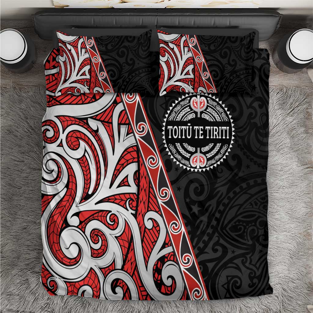 Aotearoa Toitu Te Tiriti Bedding Set Honour The Treaty New Zealand LT01 Black - Polynesian Pride