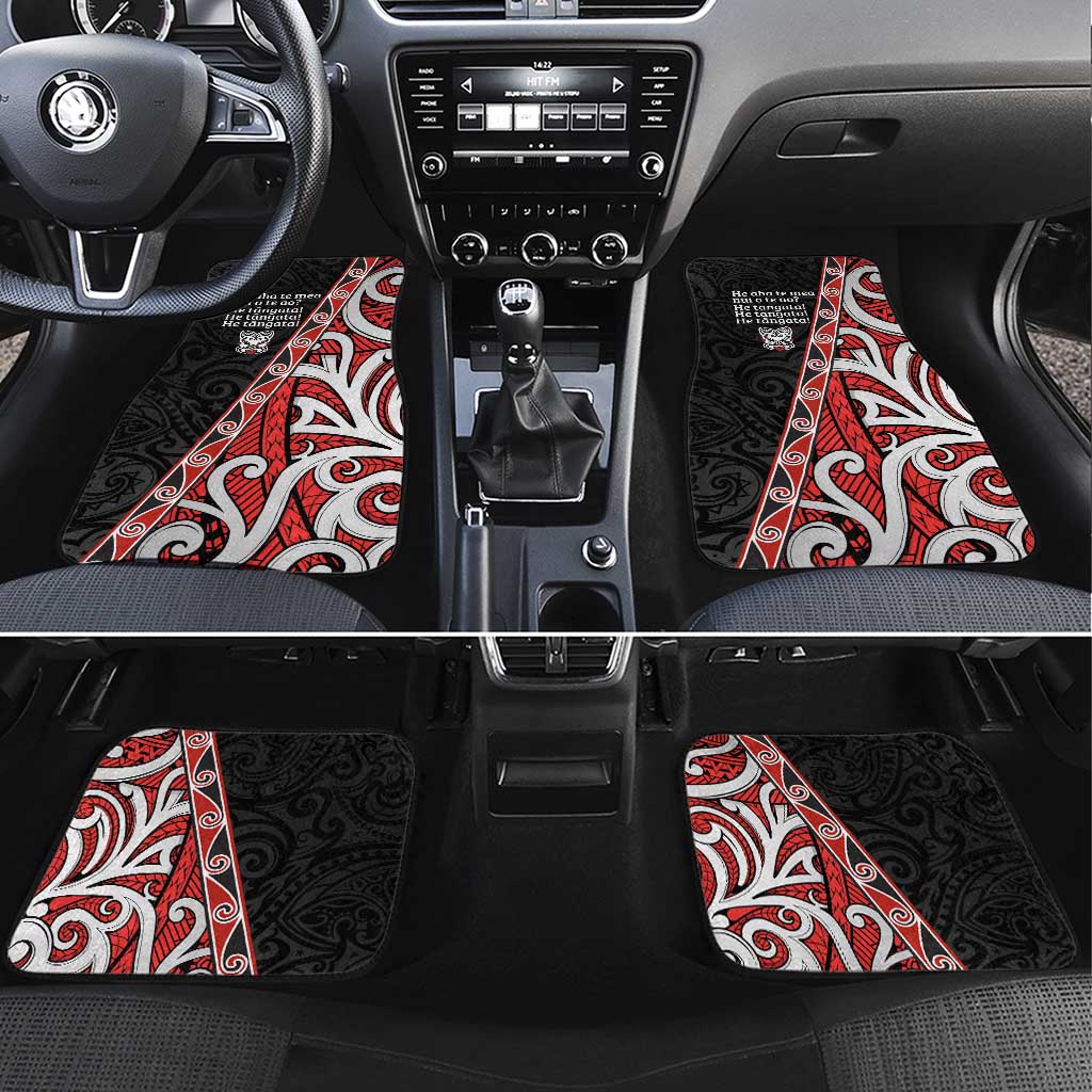 Aotearoa Toitu Te Tiriti Car Mats Honour The Treaty New Zealand LT01 Set 4pcs Black - Polynesian Pride