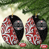 Aotearoa Toitu Te Tiriti Ceramic Ornament Honour The Treaty New Zealand LT01 Oval Black - Polynesian Pride