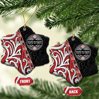Aotearoa Toitu Te Tiriti Ceramic Ornament Honour The Treaty New Zealand LT01 Snow Flake Black - Polynesian Pride