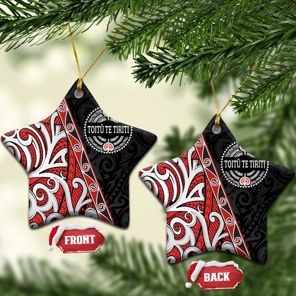 Aotearoa Toitu Te Tiriti Ceramic Ornament Honour The Treaty New Zealand LT01 Star Black - Polynesian Pride