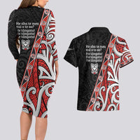 Aotearoa Toitu Te Tiriti Couples Matching Long Sleeve Bodycon Dress and Hawaiian Shirt Honour The Treaty New Zealand LT01 - Polynesian Pride