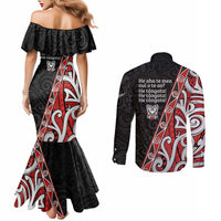 Aotearoa Toitu Te Tiriti Couples Matching Mermaid Dress and Long Sleeve Button Shirt Honour The Treaty New Zealand LT01 - Polynesian Pride