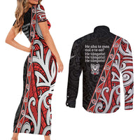 Aotearoa Toitu Te Tiriti Couples Matching Short Sleeve Bodycon Dress and Long Sleeve Button Shirt Honour The Treaty New Zealand LT01 - Polynesian Pride
