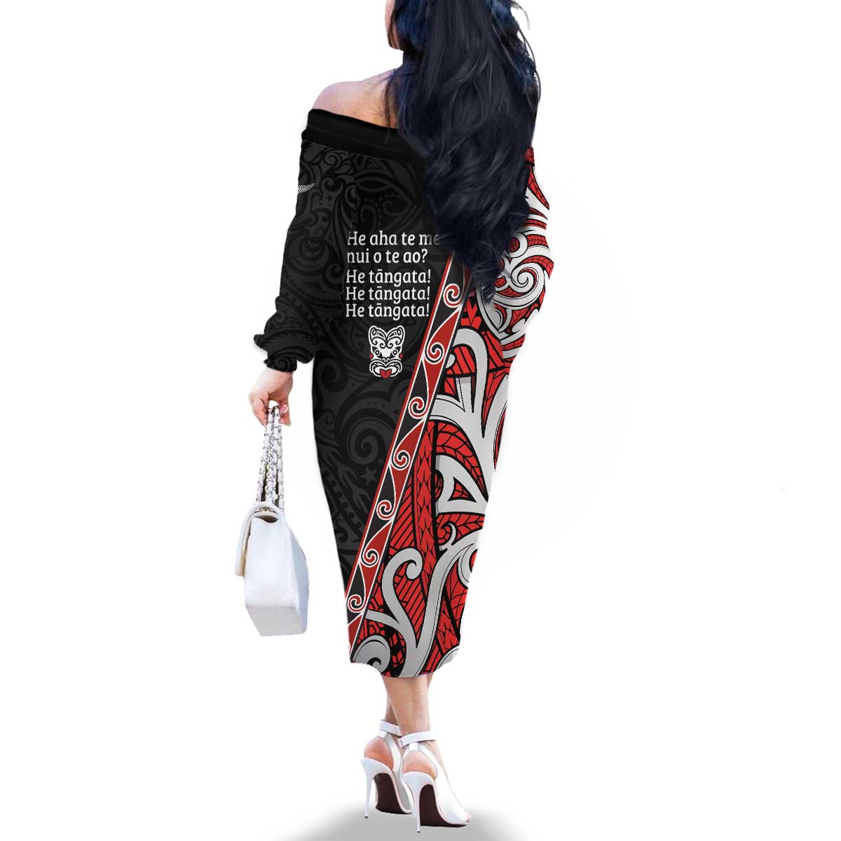 Aotearoa Toitu Te Tiriti Family Matching Off The Shoulder Long Sleeve Dress and Hawaiian Shirt Honour The Treaty New Zealand LT01 - Polynesian Pride