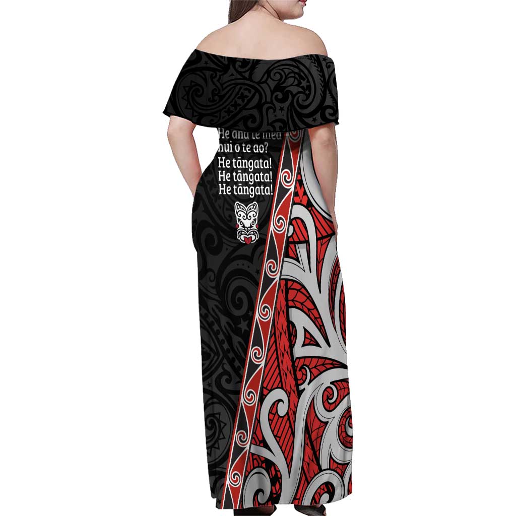 Aotearoa Toitu Te Tiriti Family Matching Off Shoulder Maxi Dress and Hawaiian Shirt Honour The Treaty New Zealand LT01 - Polynesian Pride