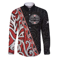 Aotearoa Toitu Te Tiriti Family Matching Puletasi and Hawaiian Shirt Honour The Treaty New Zealand LT01 Dad's Shirt - Long Sleeve Black - Polynesian Pride