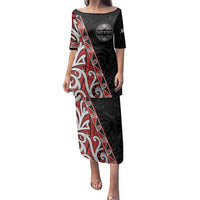 Aotearoa Toitu Te Tiriti Family Matching Puletasi and Hawaiian Shirt Honour The Treaty New Zealand LT01 Mom's Dress Black - Polynesian Pride