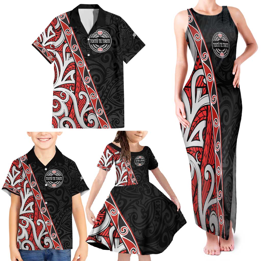 Aotearoa Toitu Te Tiriti Family Matching Tank Maxi Dress and Hawaiian Shirt Honour The Treaty New Zealand LT01 - Polynesian Pride