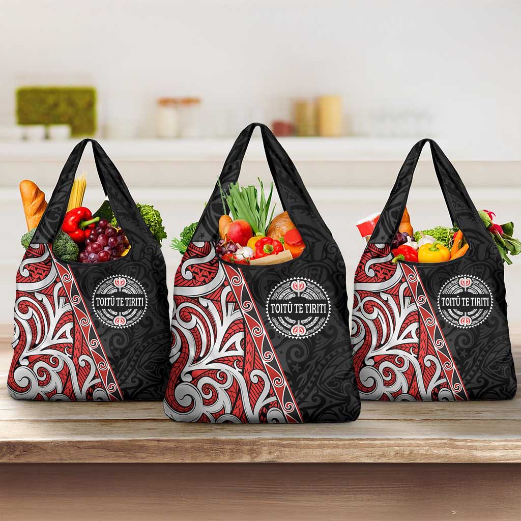 Aotearoa Toitu Te Tiriti Grocery Bag Honour The Treaty New Zealand LT01 3-pack One Size Black - Polynesian Pride