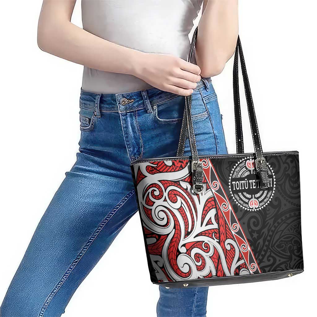 Aotearoa Toitu Te Tiriti Leather Tote Bag Honour The Treaty New Zealand LT01 - Polynesian Pride