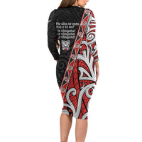 Aotearoa Toitu Te Tiriti Long Sleeve Bodycon Dress Honour The Treaty New Zealand LT01 - Polynesian Pride