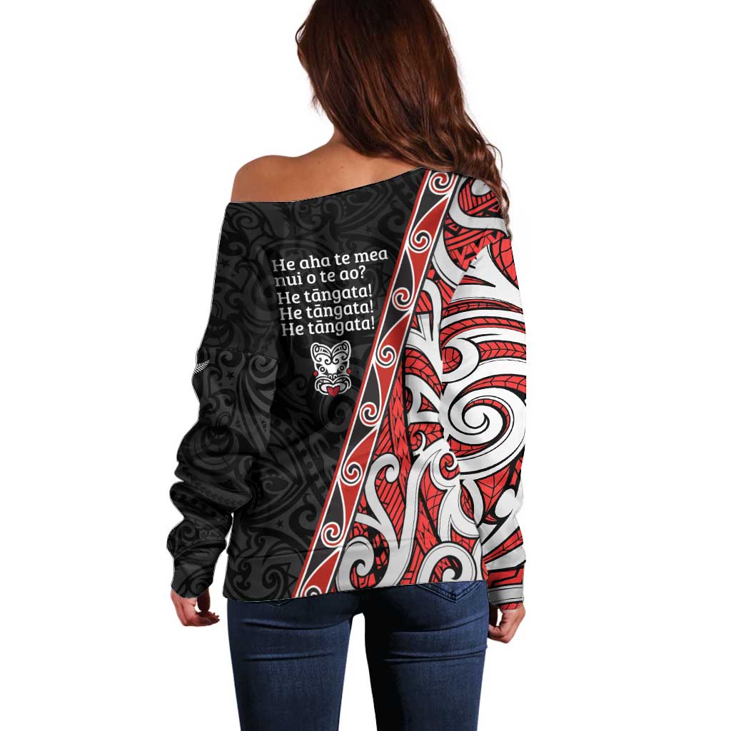 Aotearoa Toitu Te Tiriti Off Shoulder Sweater Honour The Treaty New Zealand LT01 - Polynesian Pride