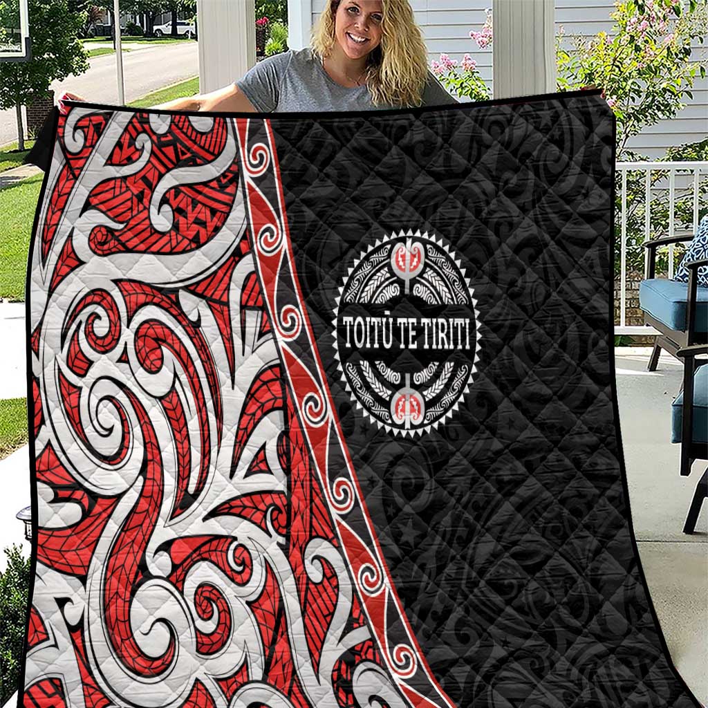 Aotearoa Toitu Te Tiriti Quilt Honour The Treaty New Zealand LT01 Black - Polynesian Pride