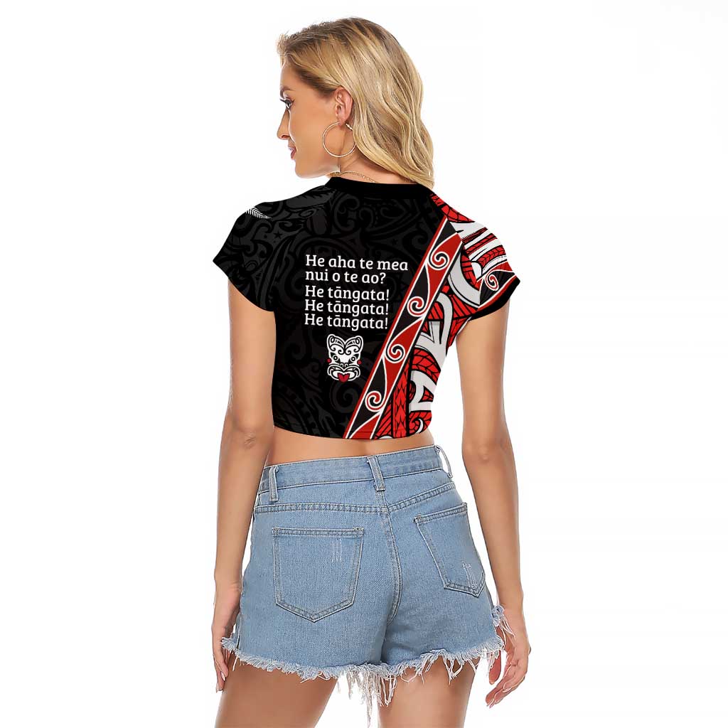 Aotearoa Toitu Te Tiriti Raglan Cropped T Shirt Honour The Treaty New Zealand LT01 - Polynesian Pride