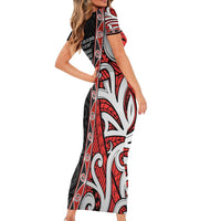 Aotearoa Toitu Te Tiriti Short Sleeve Bodycon Dress Honour The Treaty New Zealand LT01 - Polynesian Pride