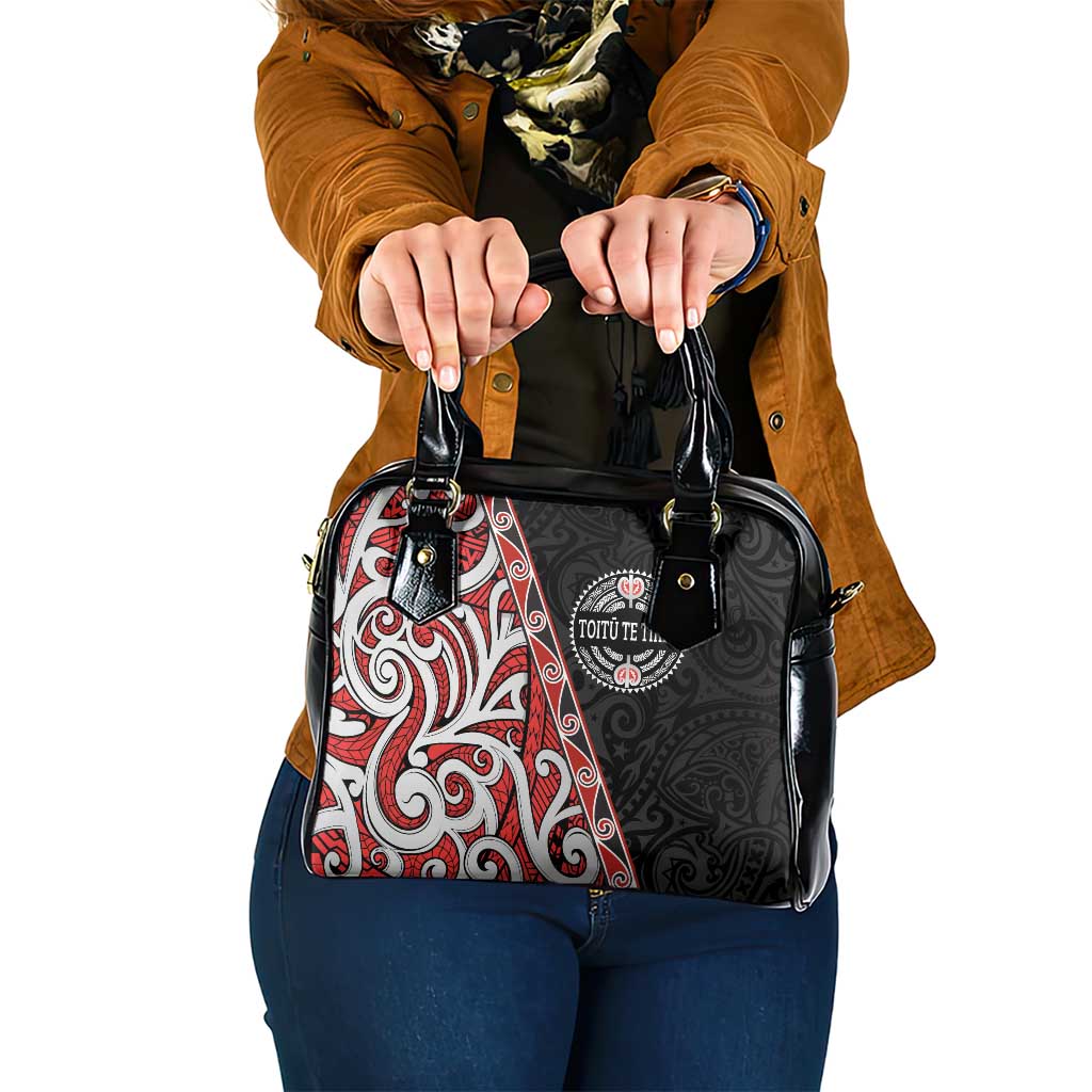 Aotearoa Toitu Te Tiriti Shoulder Handbag Honour The Treaty New Zealand LT01 One Size Black - Polynesian Pride