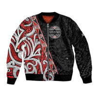 Aotearoa Toitu Te Tiriti Sleeve Zip Bomber Jacket Honour The Treaty New Zealand LT01 Unisex Black - Polynesian Pride