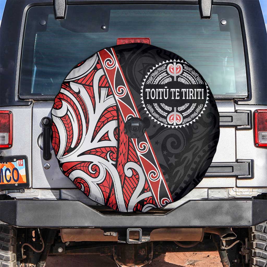 Aotearoa Toitu Te Tiriti Spare Tire Cover Honour The Treaty New Zealand LT01 Black - Polynesian Pride