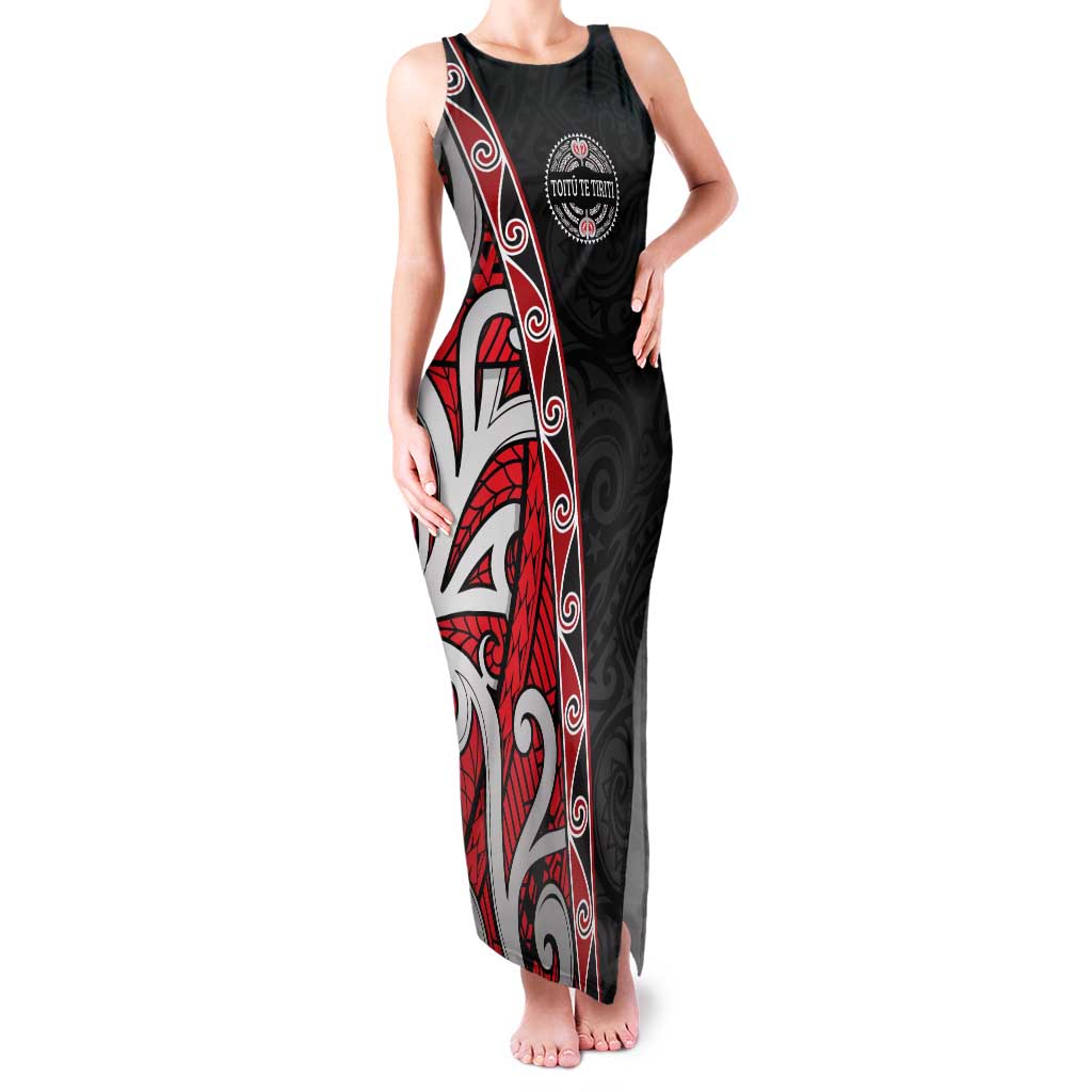 Aotearoa Toitu Te Tiriti Tank Maxi Dress Honour The Treaty New Zealand LT01 Women Black - Polynesian Pride