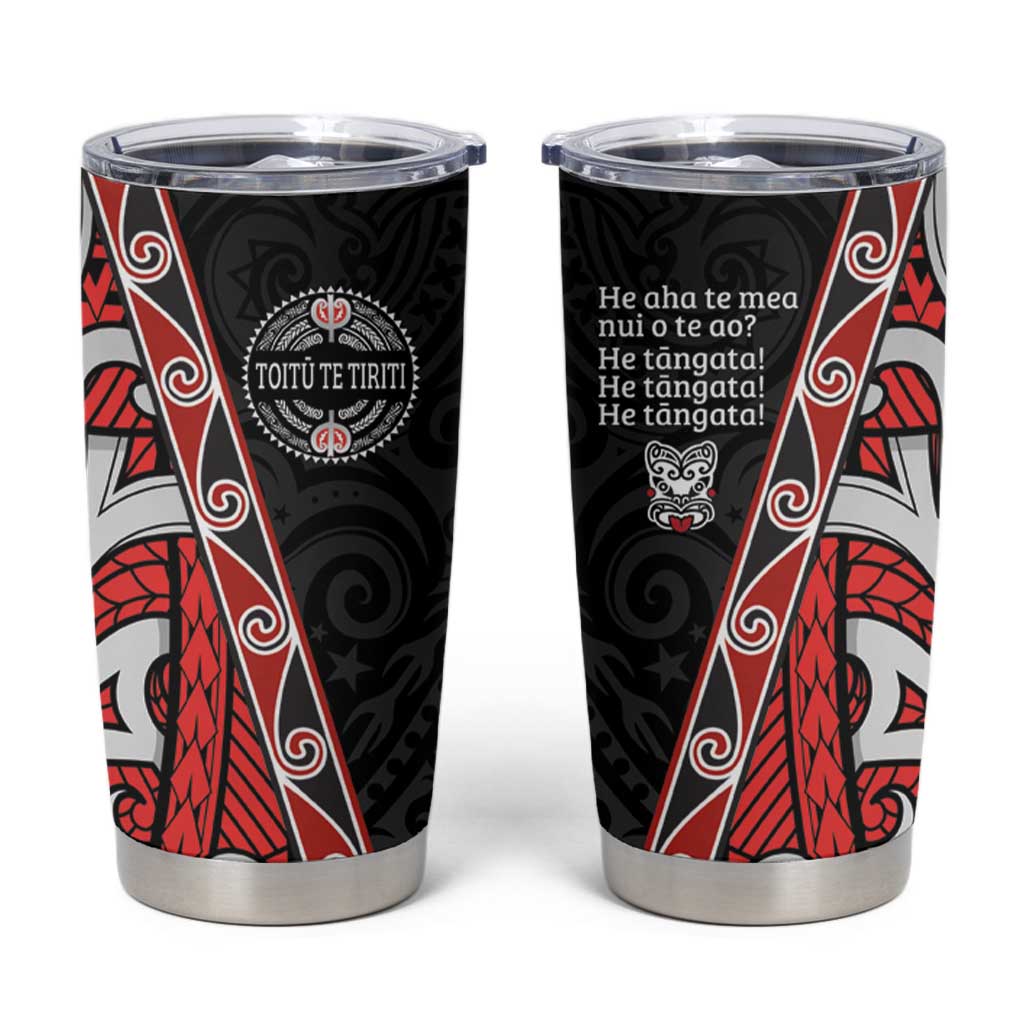 Aotearoa Toitu Te Tiriti Tumbler Cup Honour The Treaty New Zealand LT01 Black - Polynesian Pride