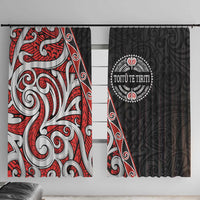 Aotearoa Toitu Te Tiriti Window Curtain Honour The Treaty New Zealand LT01 With Hooks Black - Polynesian Pride