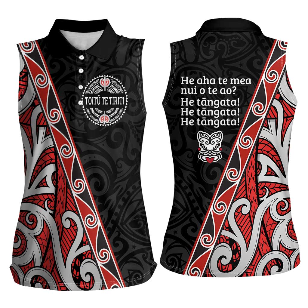 Aotearoa Toitu Te Tiriti Women Sleeveless Polo Shirt Honour The Treaty New Zealand LT01 - Polynesian Pride
