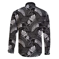 Grayscale Monstera Family Matching Short Sleeve Bodycon Dress and Hawaiian Shirt Polynesian Tribal Pattern LT01 - Polynesian Pride