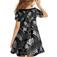 Grayscale Monstera Family Matching Summer Maxi Dress and Hawaiian Shirt Polynesian Tribal Pattern - Polynesian Pride