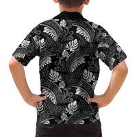 Grayscale Monstera Family Matching Tank Maxi Dress and Hawaiian Shirt Polynesian Tribal Pattern - Polynesian Pride