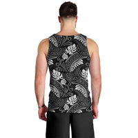 Grayscale Monstera Men Tank Top Polynesian Tribal Pattern - Polynesian Pride