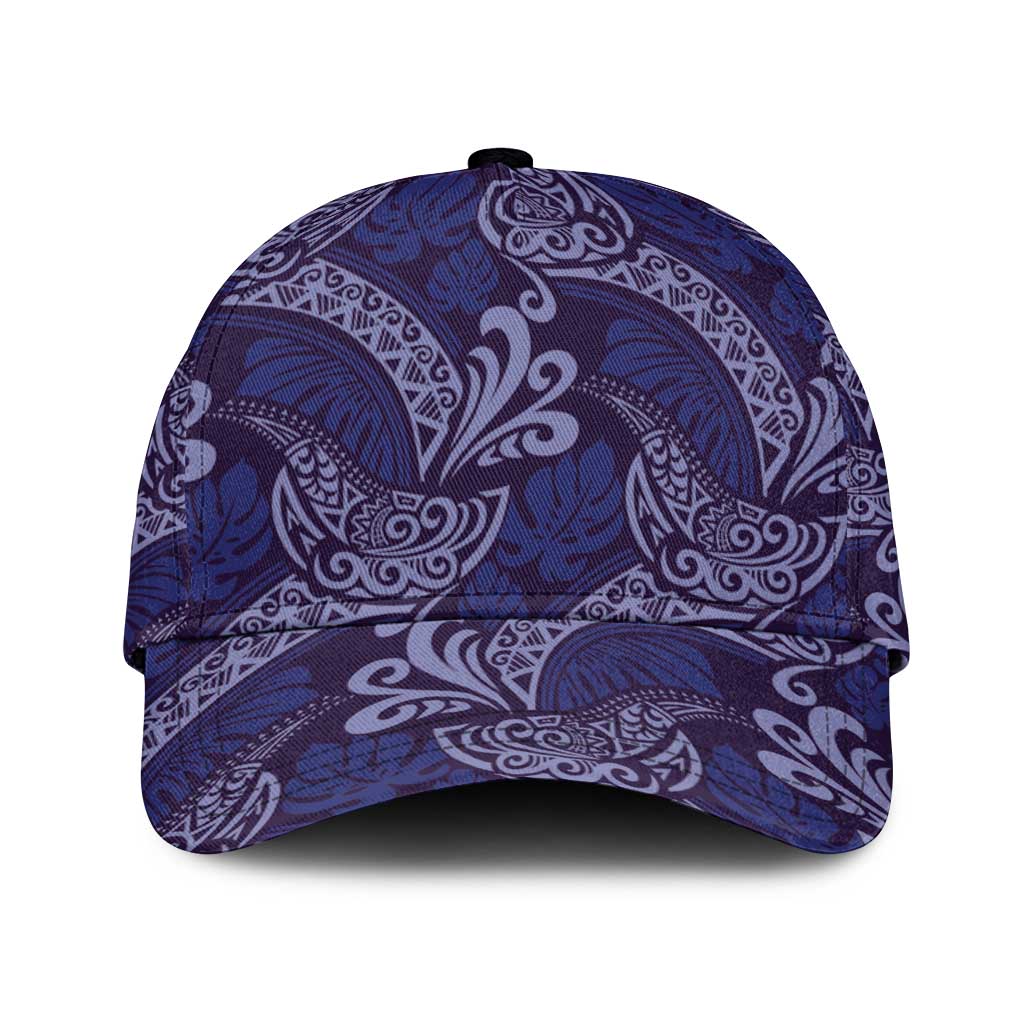 Deep Blue Monstera Classic Cap Polynesian Tribal Pattern - Polynesian Pride