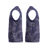 Deep Blue Monstera Christmas Knitted V-Neck Vest Polynesian Tribal Pattern - Polynesian Pride