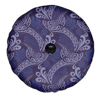 Deep Blue Monstera Spare Tire Cover Polynesian Tribal Pattern - Polynesian Pride